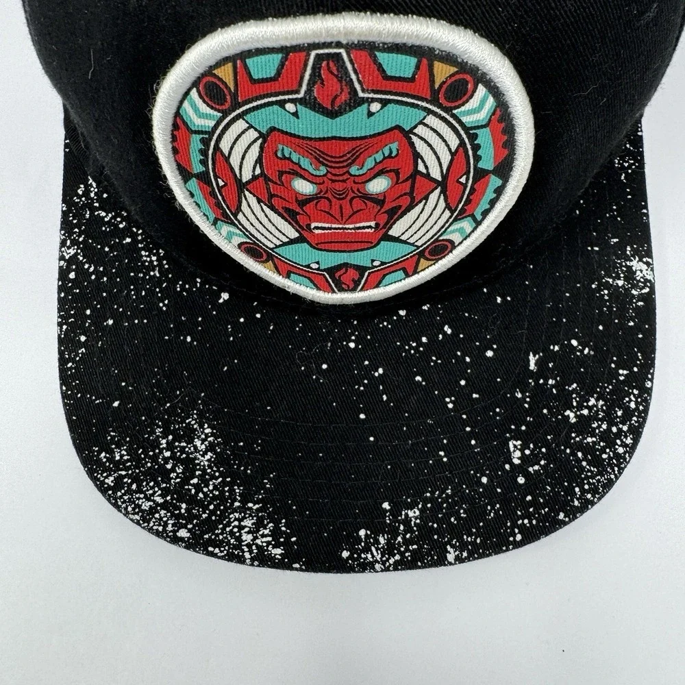 IcooPNY Icoop New York Snapback Hat‎ Black Aztec Oni Mask Paint Splatter